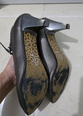 Gri Yılan Desenli Stiletto Topuklu Kadın Ayakkabı - Görsel 5