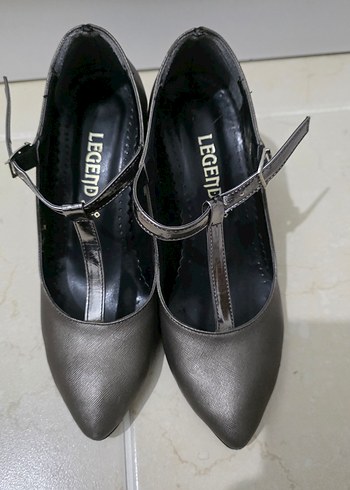 Gri Yılan Desenli Stiletto Topuklu Kadın Ayakkabı - Görsel 3