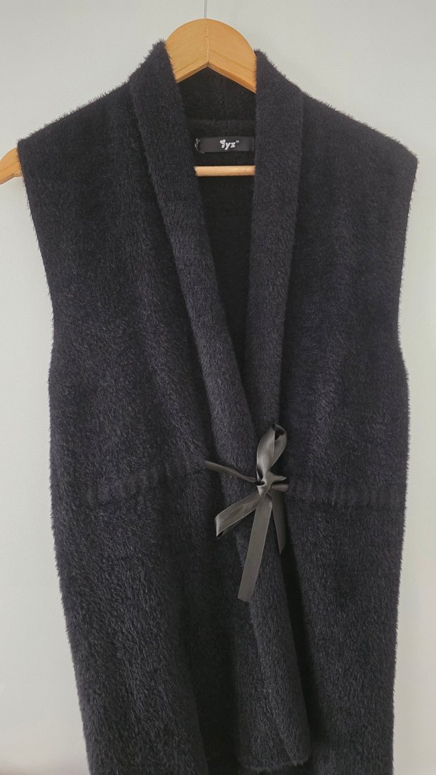 Kadın Siyah Kemerli Midi Yelek - Görsel 5