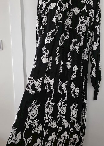 Uzun Kollu Siyah Bohem Desenli Elbise - Görsel 3