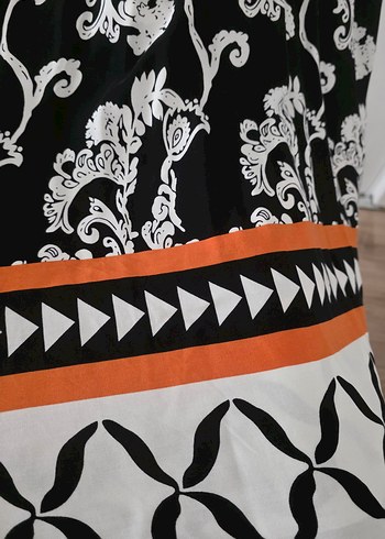 Uzun Kollu Siyah Bohem Desenli Elbise - Görsel 8