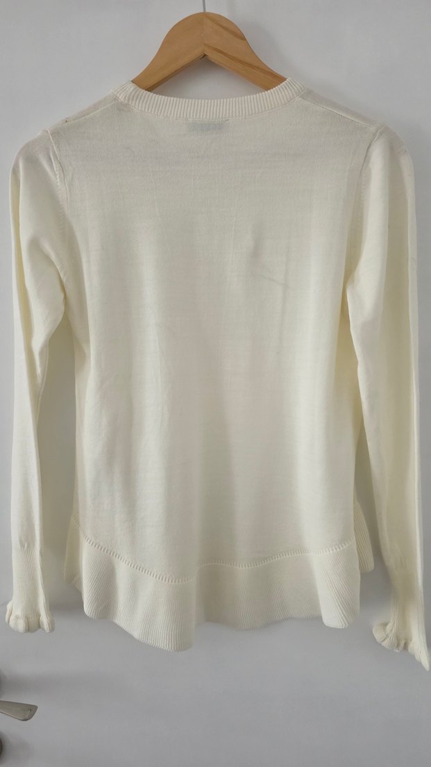 Beyaz Kadın Bisiklet Yaka Kazak - Görsel 2