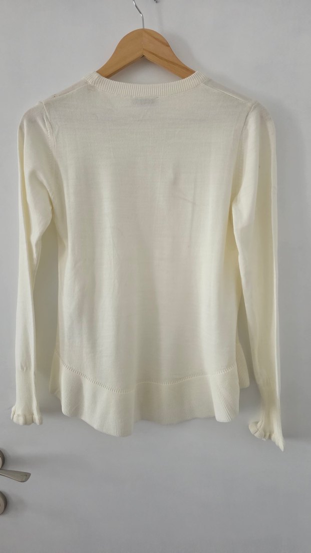 Beyaz Kadın Bisiklet Yaka Kazak - Görsel 3