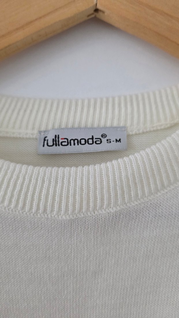 Beyaz Kadın Bisiklet Yaka Kazak - Görsel 4