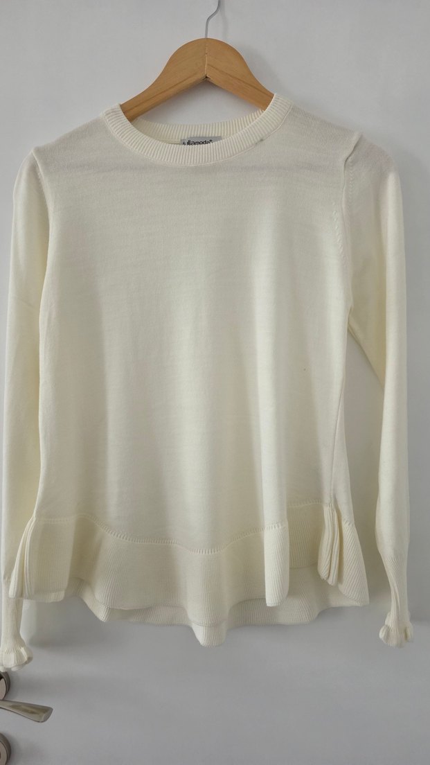 Beyaz Kadın Bisiklet Yaka Kazak - Görsel 5