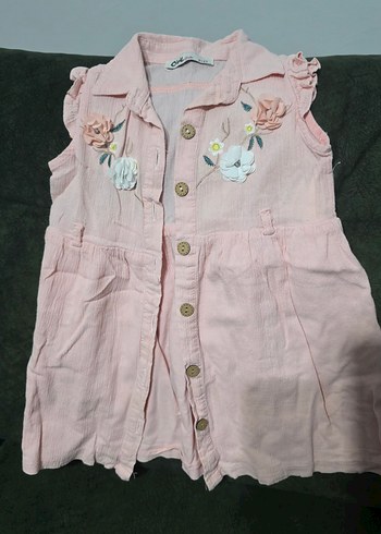 Pembe Nakışlı Kolsuz Elbise - Görsel 2