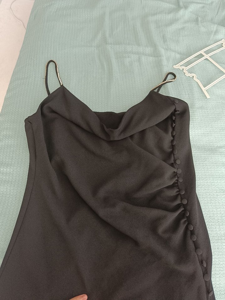 Drapeli Siyah Midi Hamile Eteği - Görsel 3