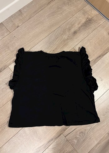 Zara Siyah Volanlı Tişört - Görsel 4