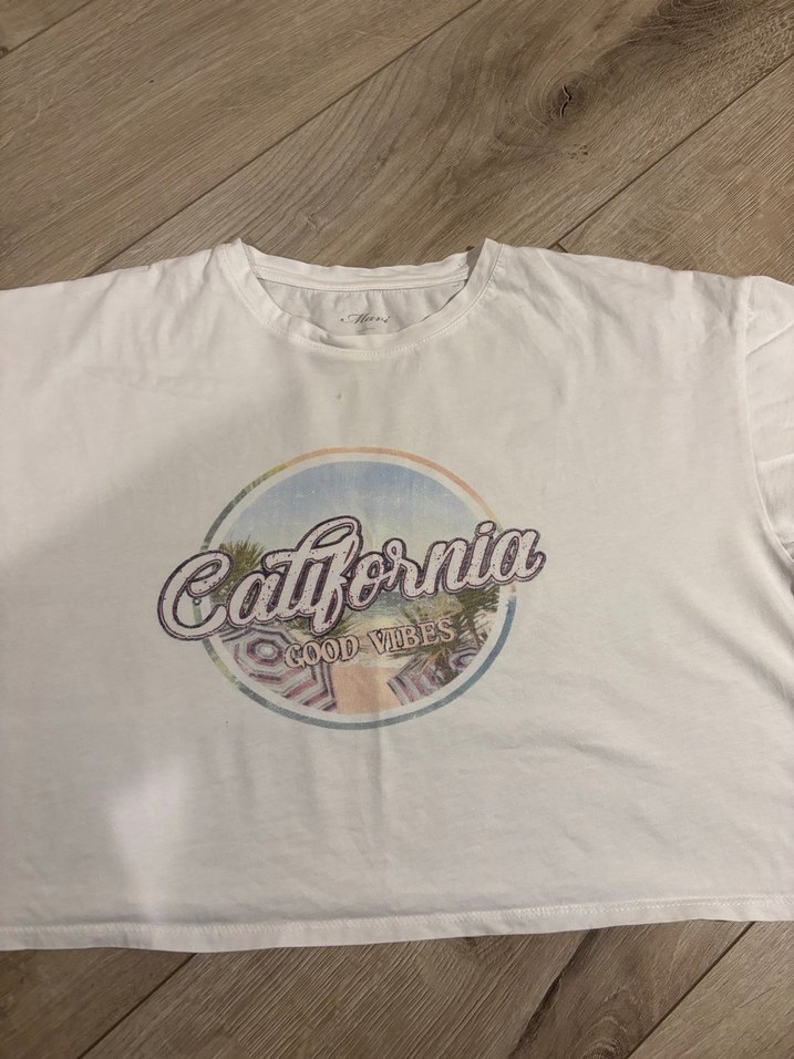 Mavi California Baskılı Beyaz Tişört - Görsel 2