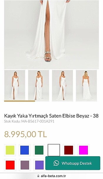 m Beden Alfabeta beyaz saten elbise