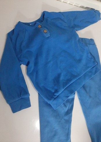Zara Düğmeli Uzun Kollu Mavi cocuk Takımı