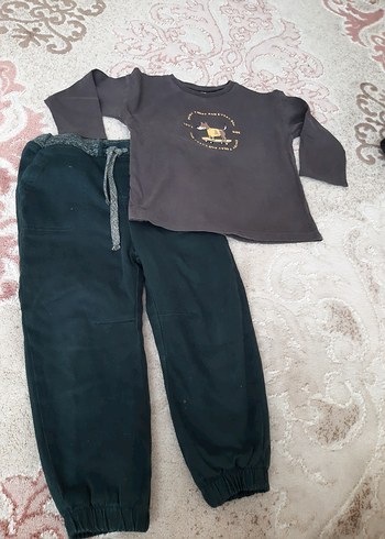 24-36 Ay Beden Gri Sweatshirt ve Siyah Eşofman Takımı