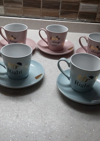  Beden Pastel Renkli Kahve Fincan Seti
