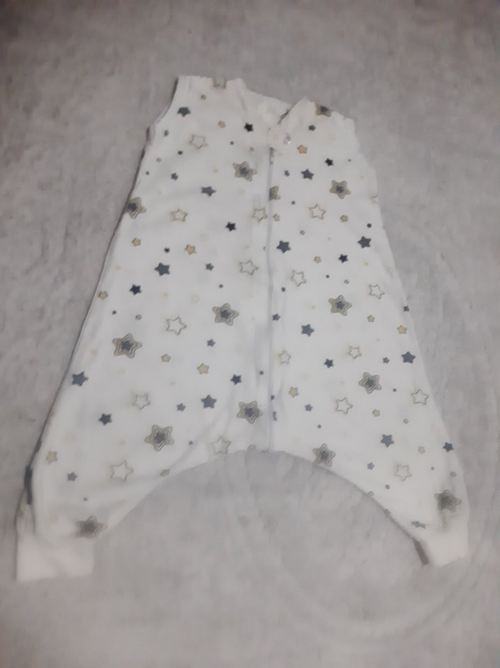 Gri Yıldızlı Beyaz Bebek Uyku Tulumu - Görsel 3