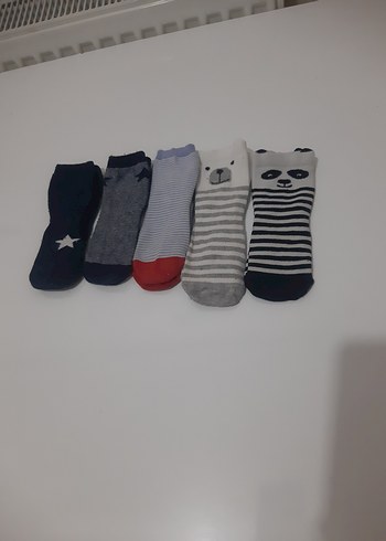 Erkek Çocuk Gri ve Desenli Çorap Seti - Görsel 2