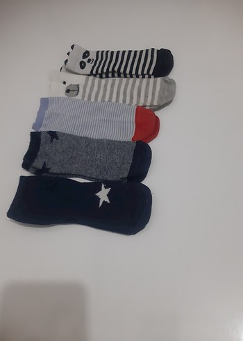Erkek Çocuk Gri ve Desenli Çorap Seti - Görsel 3