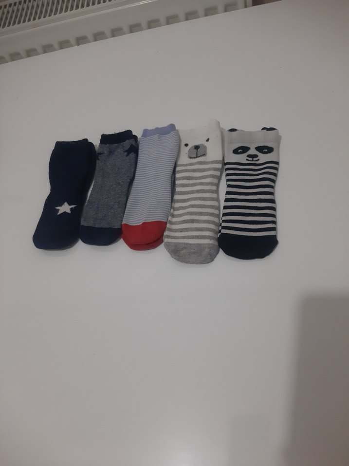 Erkek Çocuk Gri ve Desenli Çorap Seti - Görsel 2