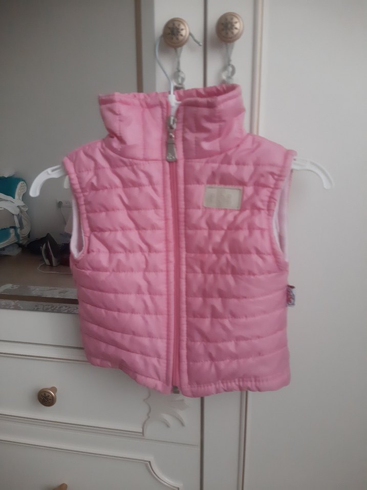 Kız Çocuk Pembe Fermuarlı Yelek - Görsel 2