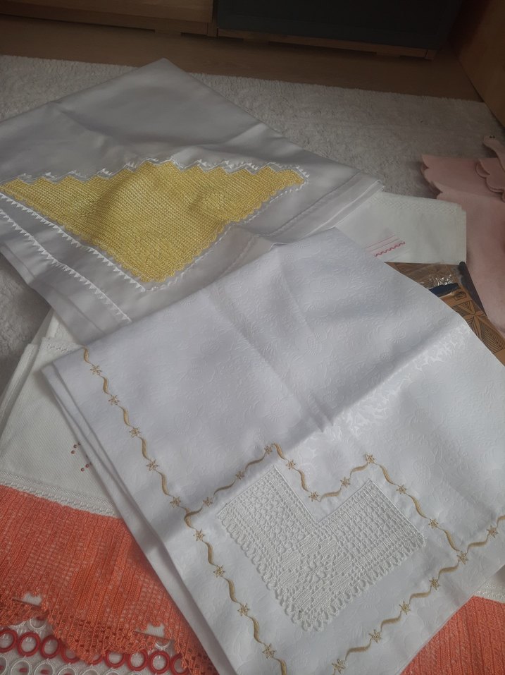 İşlemeli Beyaz bohça - Görsel 3