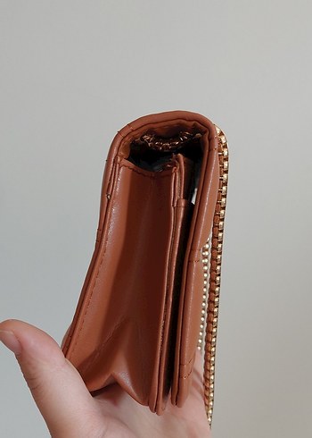 Beden Beymen Zincir Detaylı Kahverengi Deri Çanta