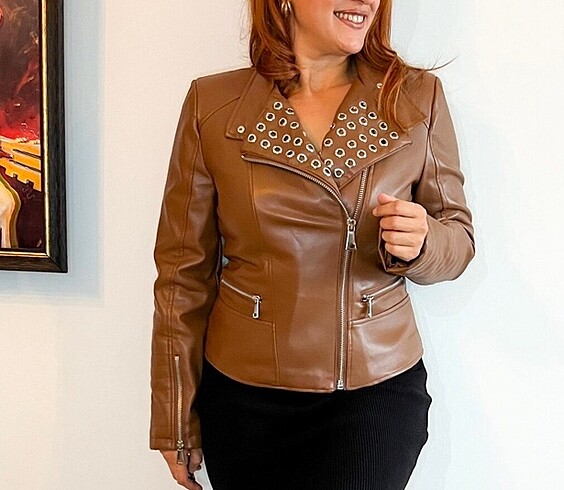 Diğer Taba rengi deri ceket 38 beden