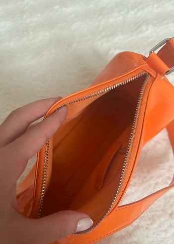 Bershka BERSHKA Parlak Turuncu Deri Kadın El Çantası