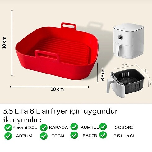  Beden Aırfryer silikon pişirme kabı