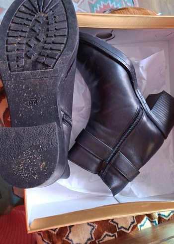 Siyah Kadın Deri Biker Botlar - Görsel 2