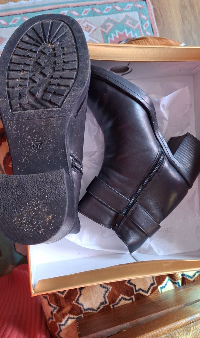 Siyah Kadın Deri Biker Botlar - Görsel 2