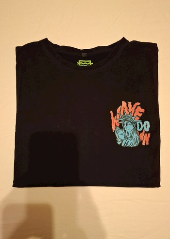 Siyah Baskılı Erkek Tişört Velcro Detaylı - Görsel 4