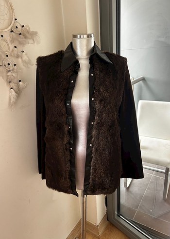 Deri show orjinal kürklü ceket - Görsel 2