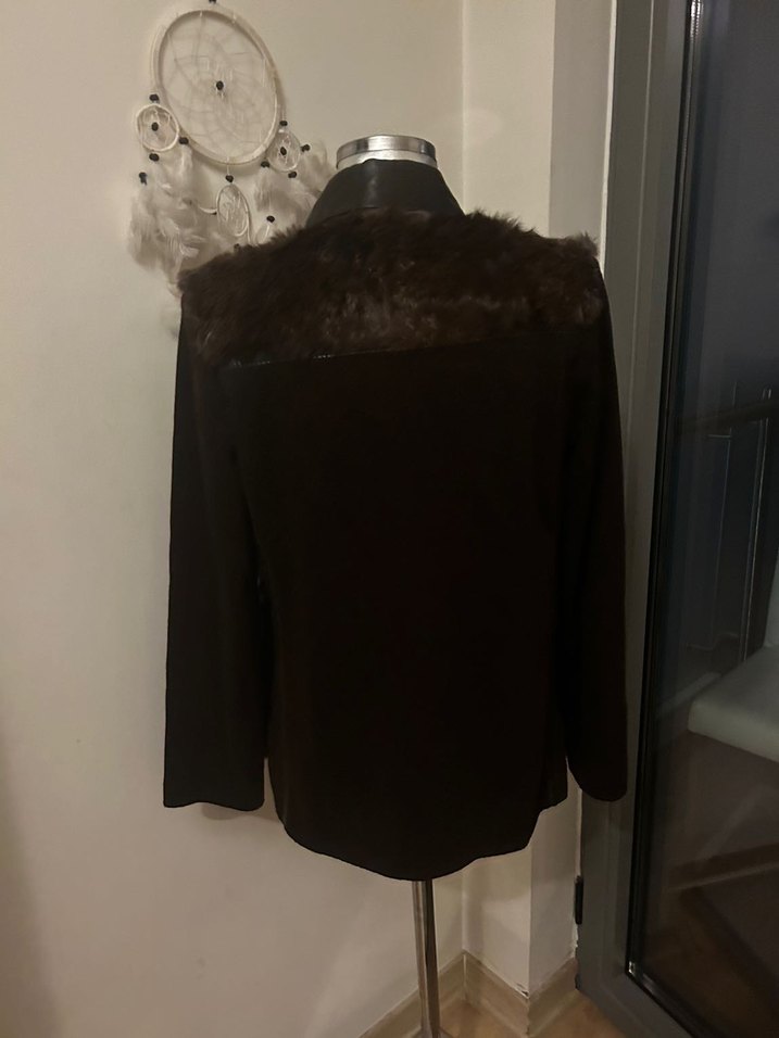 Deri show orjinal kürklü ceket - Görsel 5