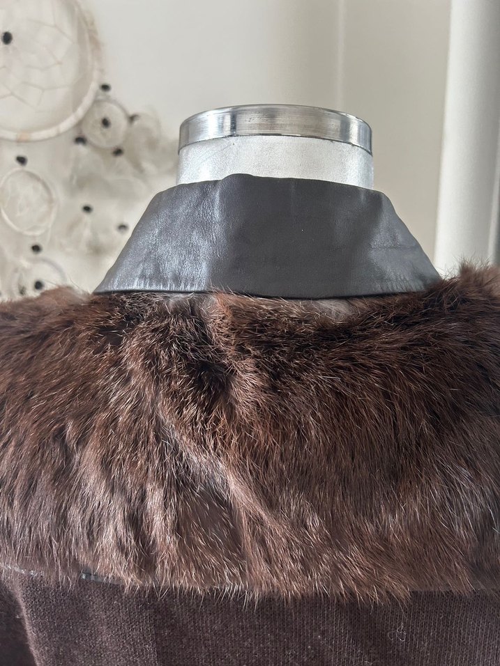 Deri show orjinal kürklü ceket - Görsel 3