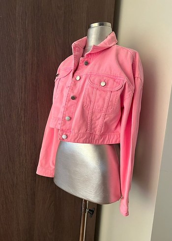 Denim co. Pembe kot ceket - Görsel 3