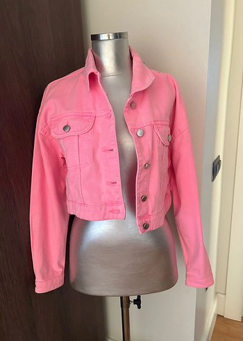Denim co. Pembe kot ceket - Görsel 4