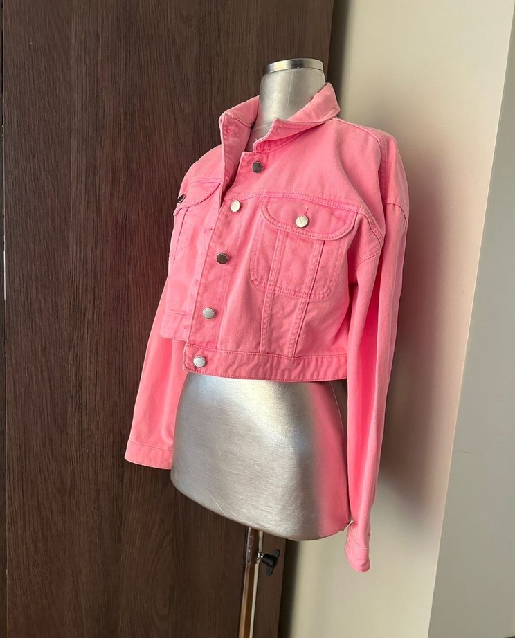 Denim co. Pembe kot ceket - Görsel 3