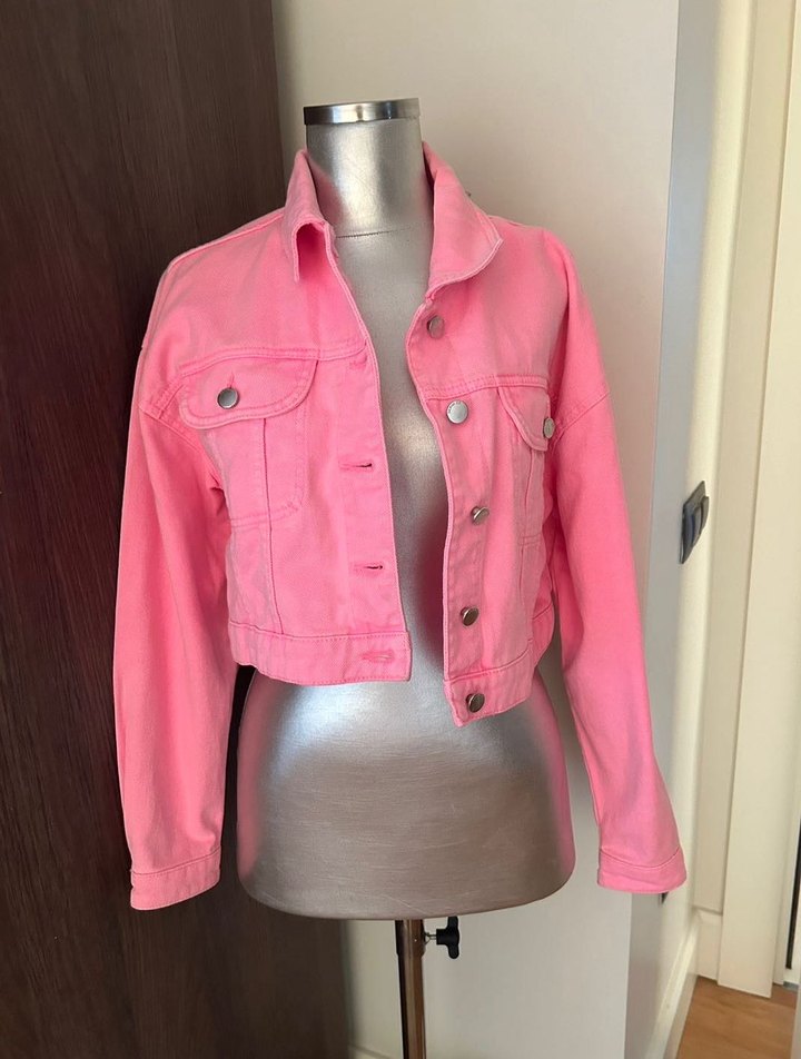 Denim co. Pembe kot ceket - Görsel 4