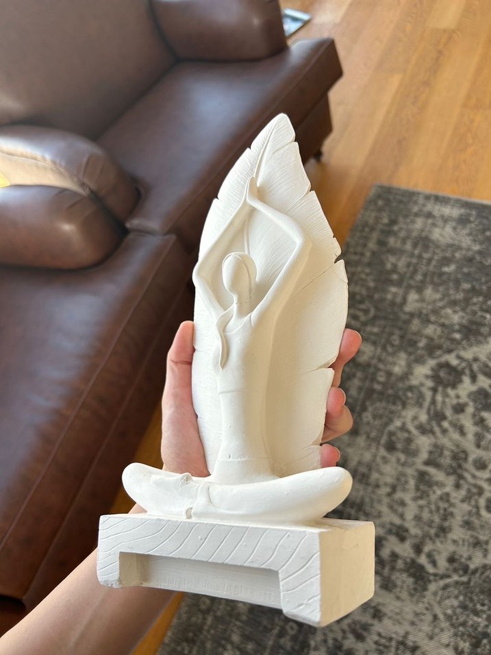 Beyaz Yoga Yapan Kadin Dekoratif Figür - Görsel 2