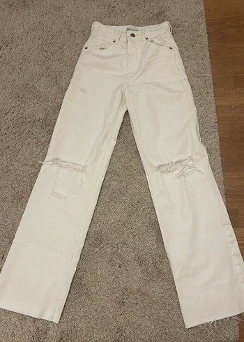 Zara beyaz bol paca kot pantolon - Görsel 2