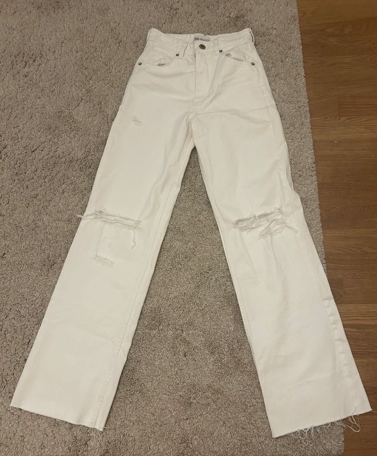 Zara beyaz bol paca kot pantolon - Görsel 2