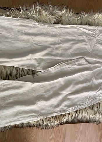 Beyaz Rahat Kesim Kadın Pantolon - Görsel 4