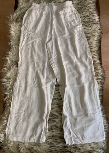 Beyaz Rahat Kesim Kadın Pantolon - Görsel 2
