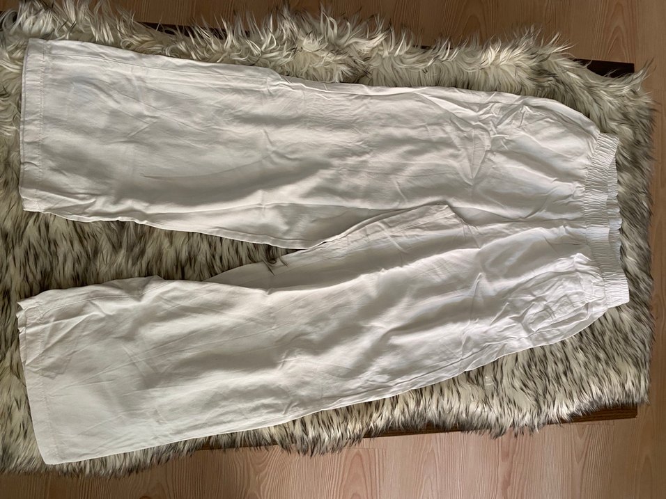 Beyaz Rahat Kesim Kadın Pantolon - Görsel 4