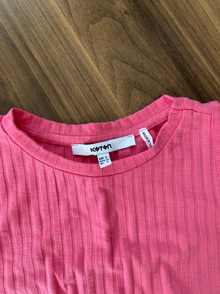 Pembe Fitilli Kısa Crop Top - Görsel 2