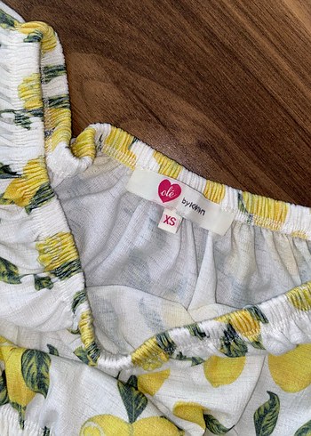 Sarı Limon Desenli Bohem Mini Crop Top - Görsel 3