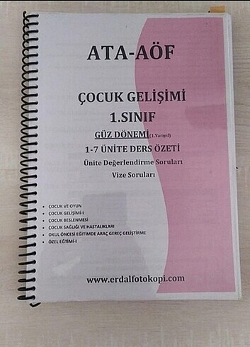  Beden ATA AÖF ÇOCUK GELİŞİMİ 1.SINIF