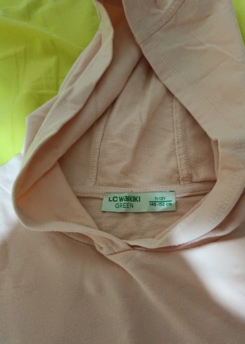 s Beden pembe Renk Pembe Kapüşonlu Düğmeli Midi Sweatshirt