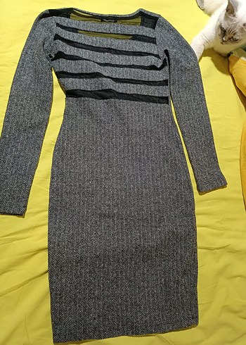 Diğer Gri Uzun Kollu Triko Elbise