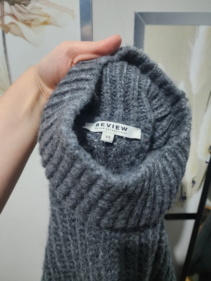 Gri Boğazlı Örgü Kadın Kazak - Görsel 5