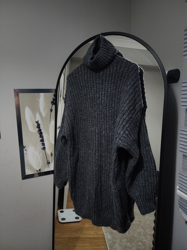 Gri Boğazlı Örgü Kadın Kazak - Görsel 2